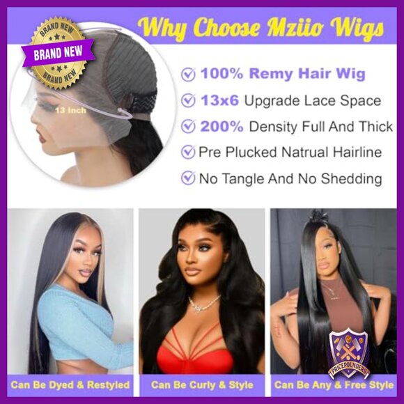 36 Inch Straight Human Hair Wig 13x6 Lace Front Glueless Natural main image 6